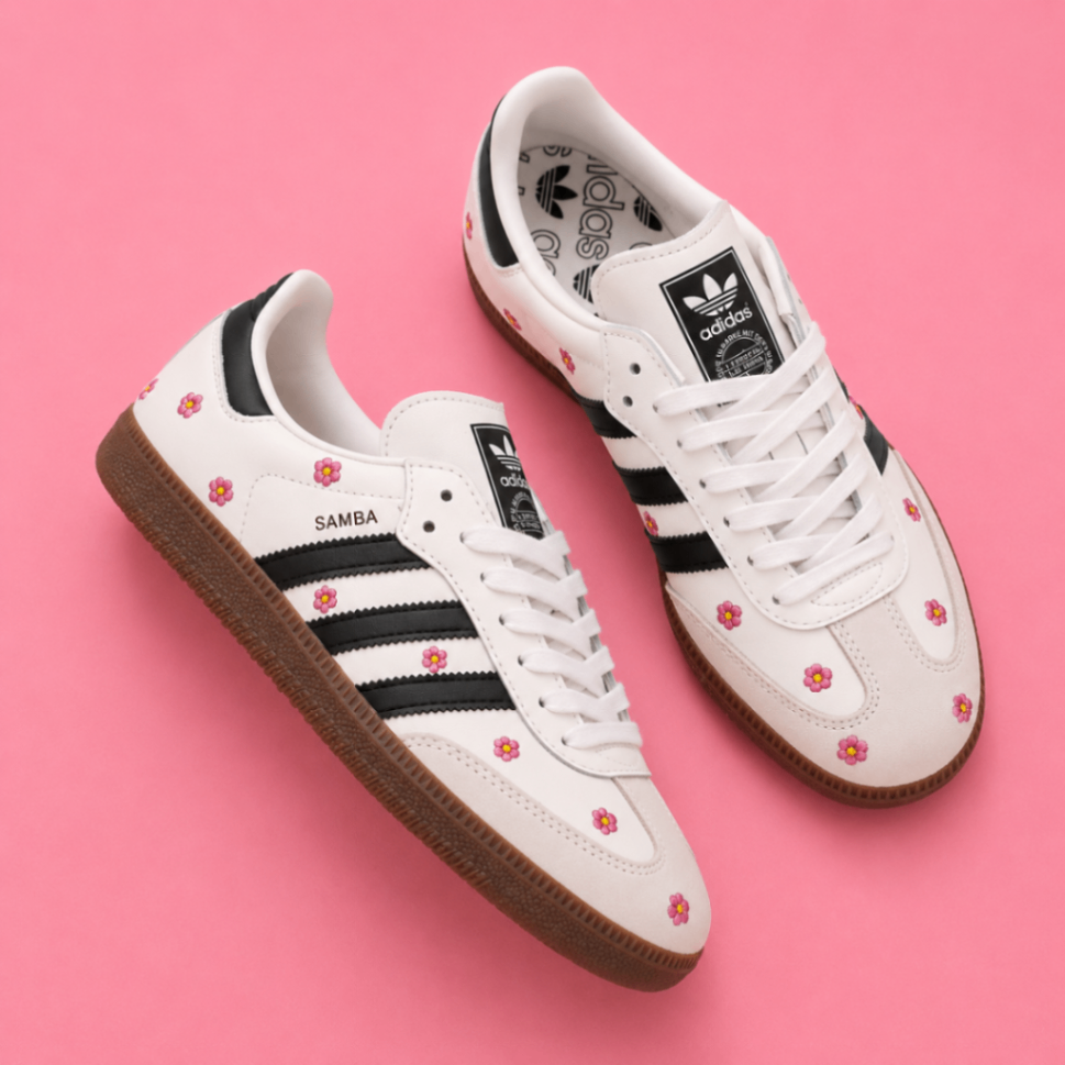 White OG Samba with pink florals 