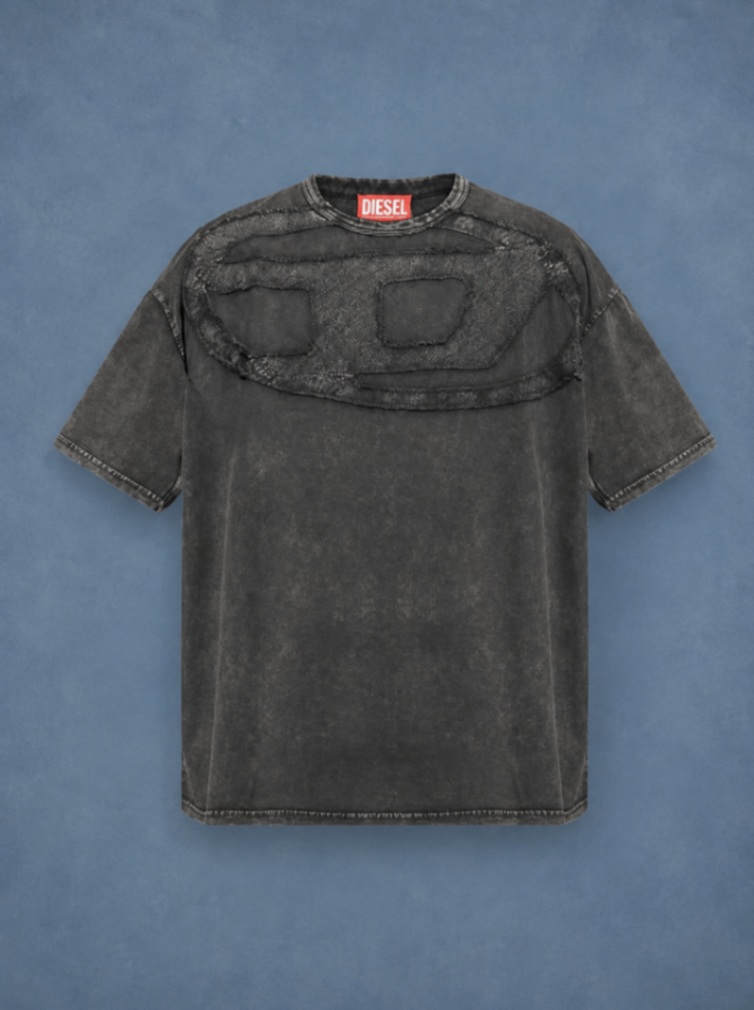 Diesel relaxed cotton T-shirt- Washed black/grey