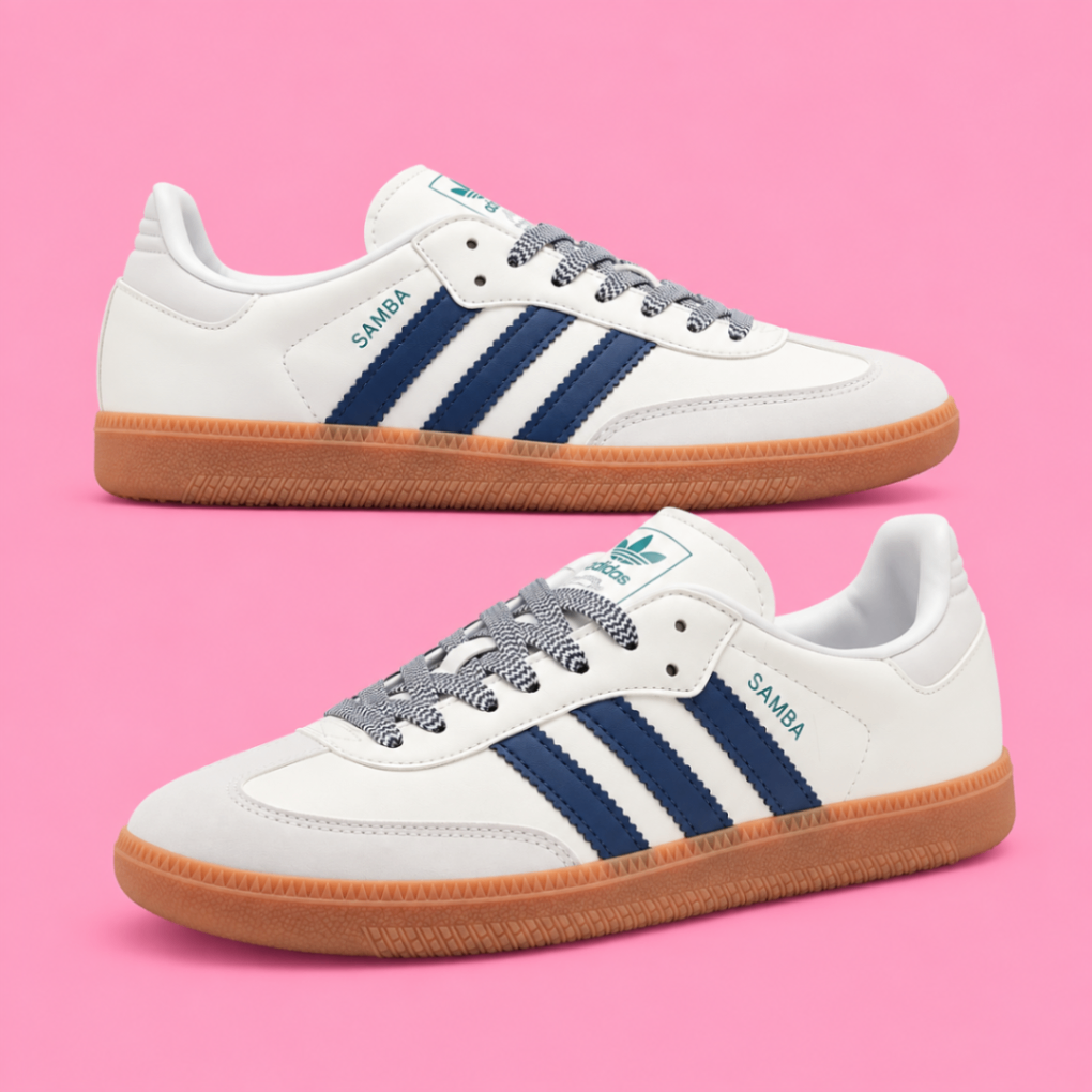 Adidas Samba - Off white and dark blue stripes
